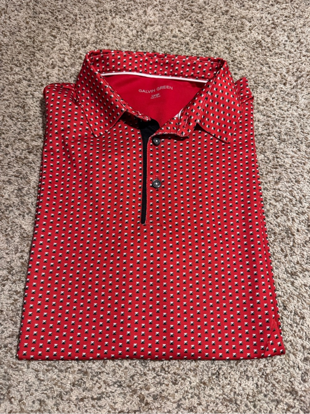 Galvin Green Men's Red Printed Polo - L